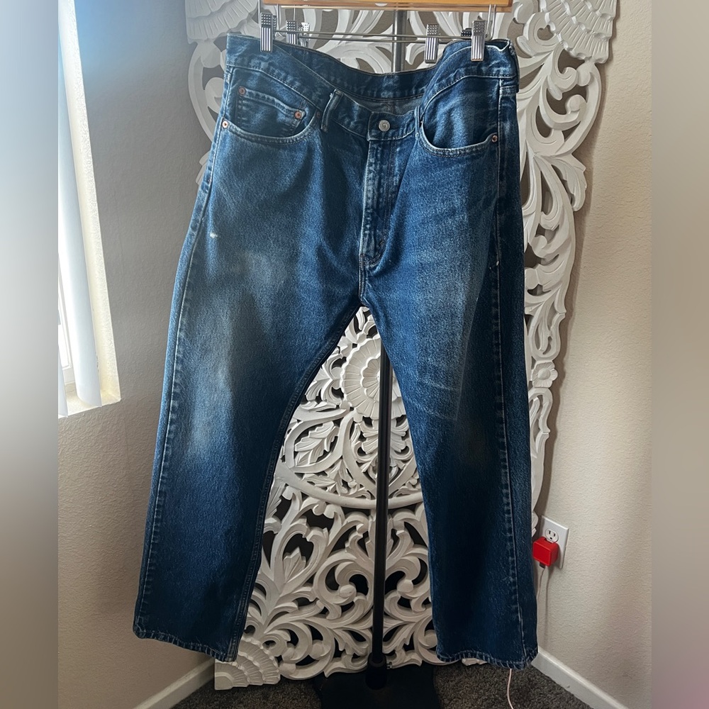 Levis | Men's Dark Blue Straight Jeans 38x32